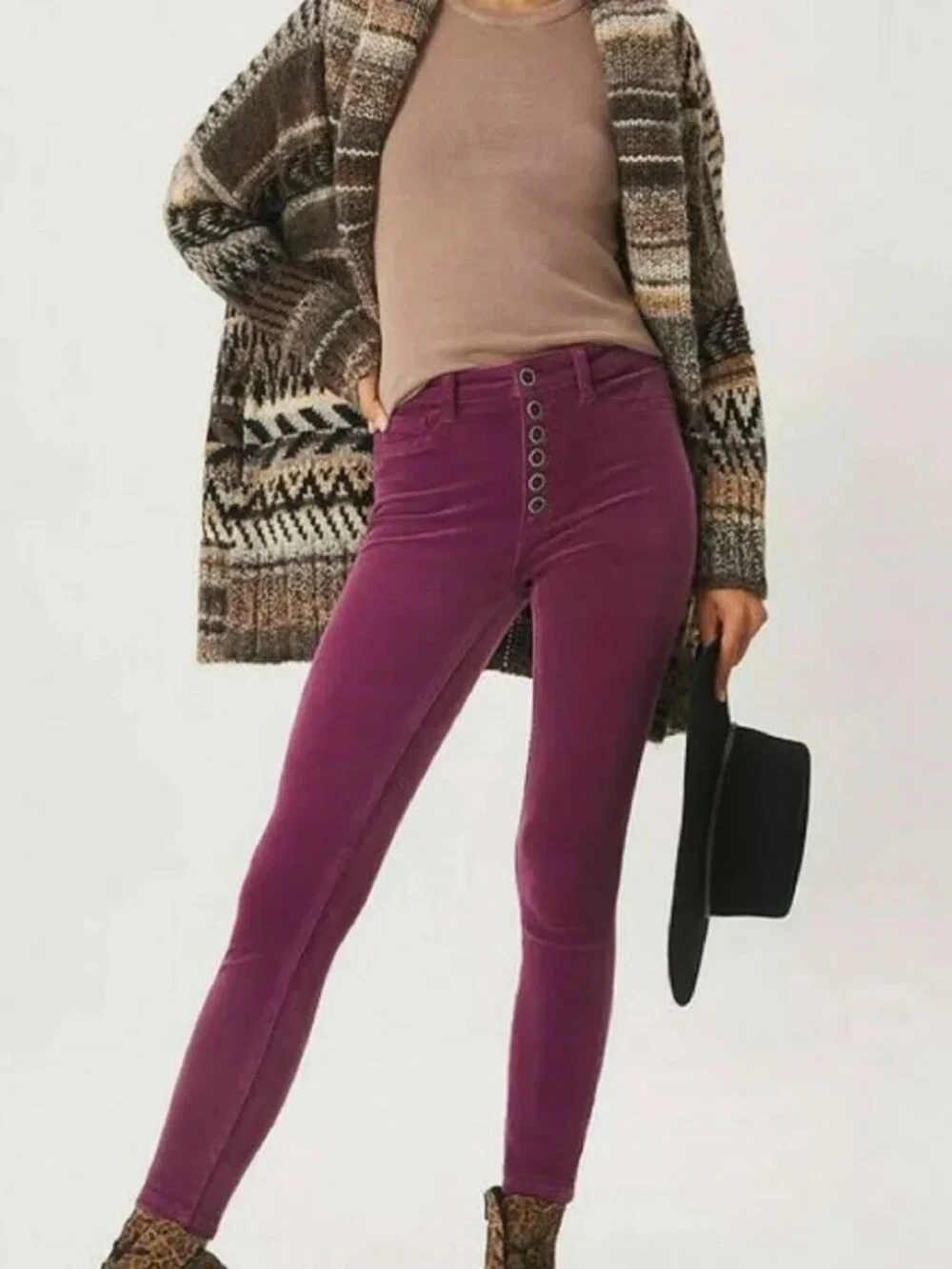 Anthropologie Pilcro Mulberry High Rise Skinny Corduroy Pants 22W NWT - Picture 1 of 9
